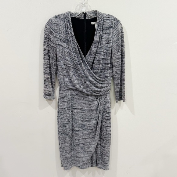 WHBM 3/4 sleeve heather gray wrap/ blouson dress ❤️ - Picture 2 of 7